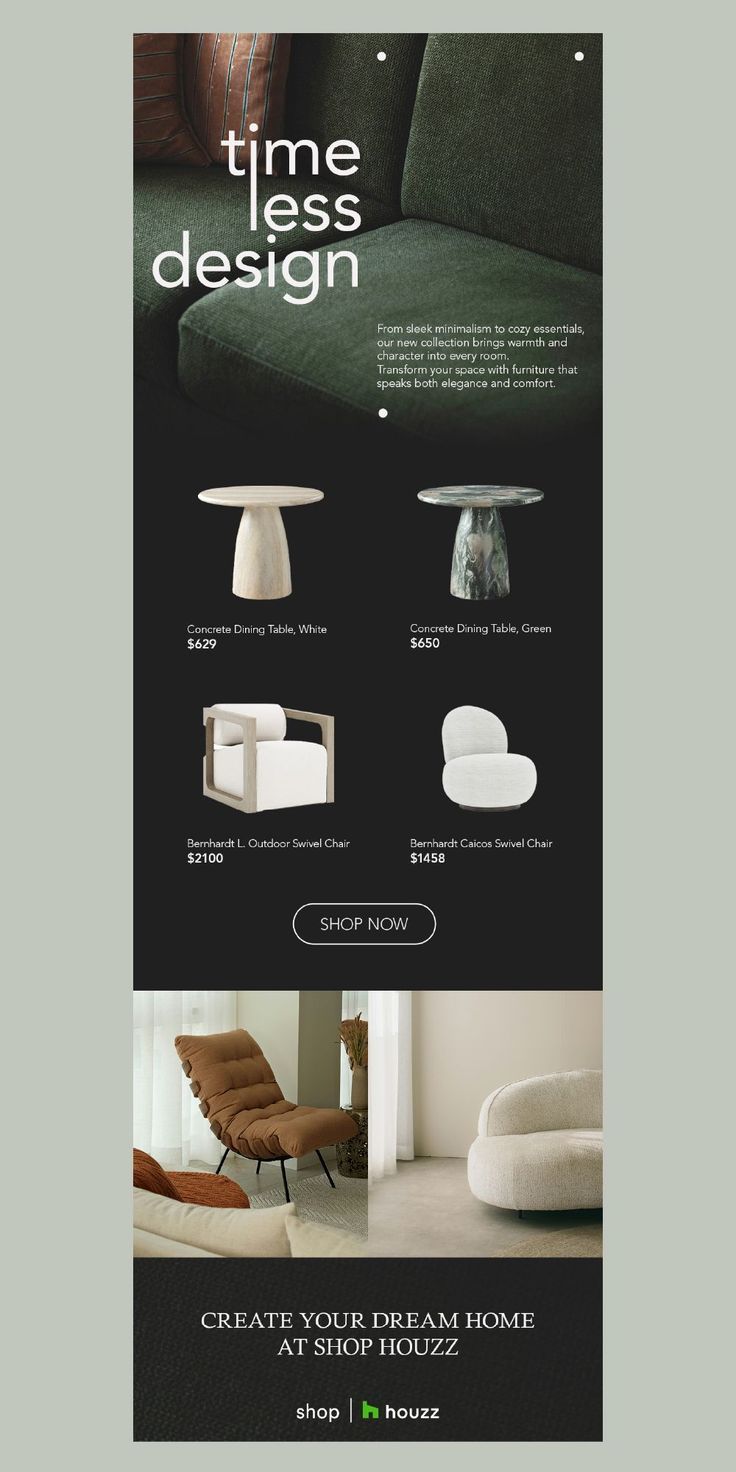 Furniture brand email design